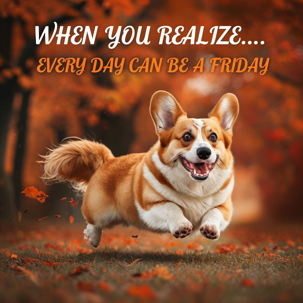 Joyful Corgi Running Through Autumn Leaves Meme