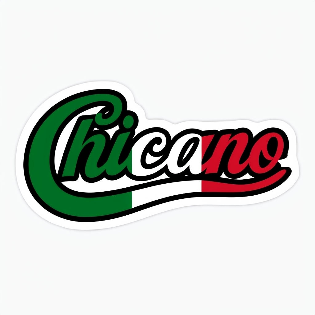 Chicano Text Design with Italian Flag Colors Sticker