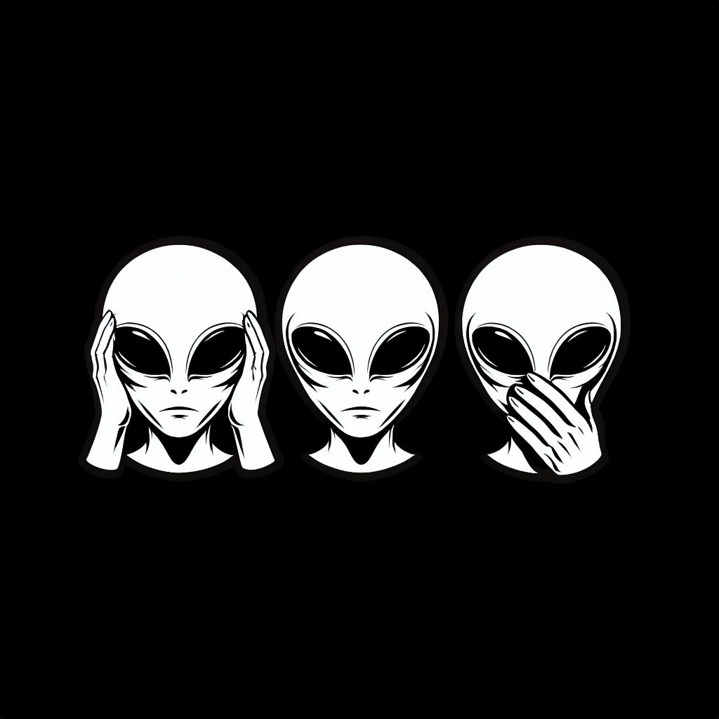 Minimalist Black and White Alien Heads T-Shirt
