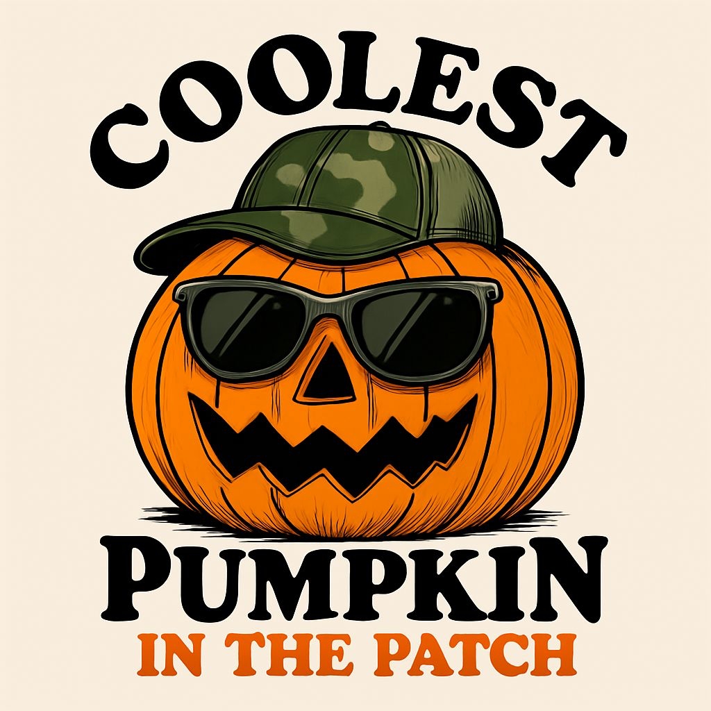 Coolest Pumpkin Character with Sunglasses and Baseball Cap T-Shirt