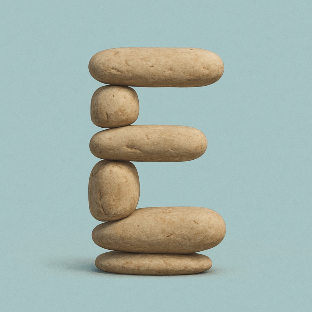 Beige Oval Stones Forming Letter E Minimalist Photo Monogram