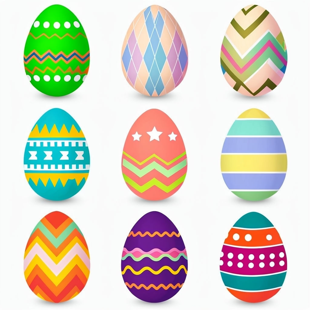 Colorful Easter Egg Pattern in Playful Grid Arrangement Seamless Pattern