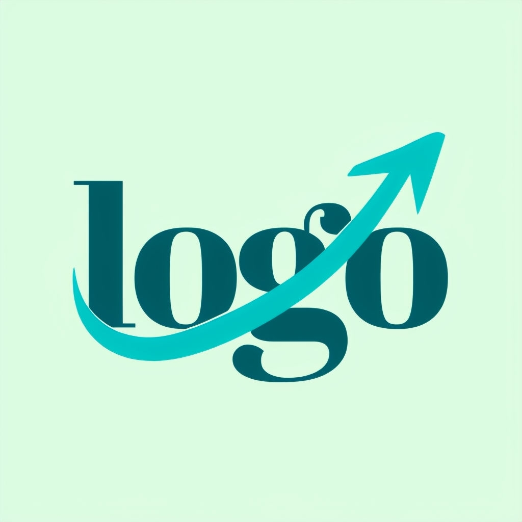 Modern Minimalist Dark Teal Arrow Logo Design on Light Mint Background Logo