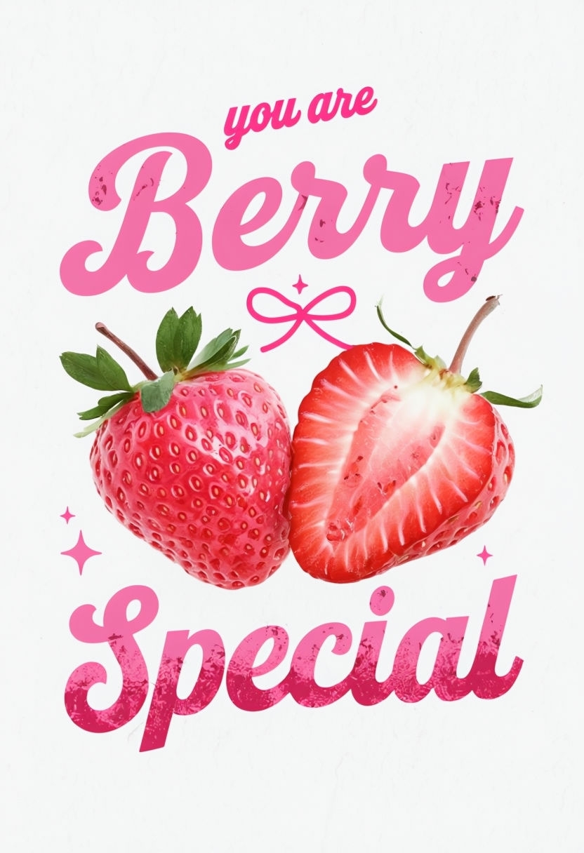 Cheerful Strawberry You Are Berry Special Digital Art Poster