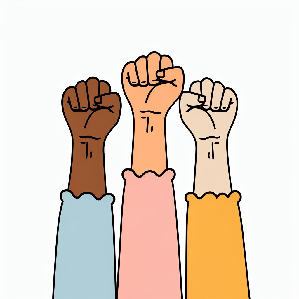 Diverse and Inclusive Cartoon Fists Solidarity Illustration Mug