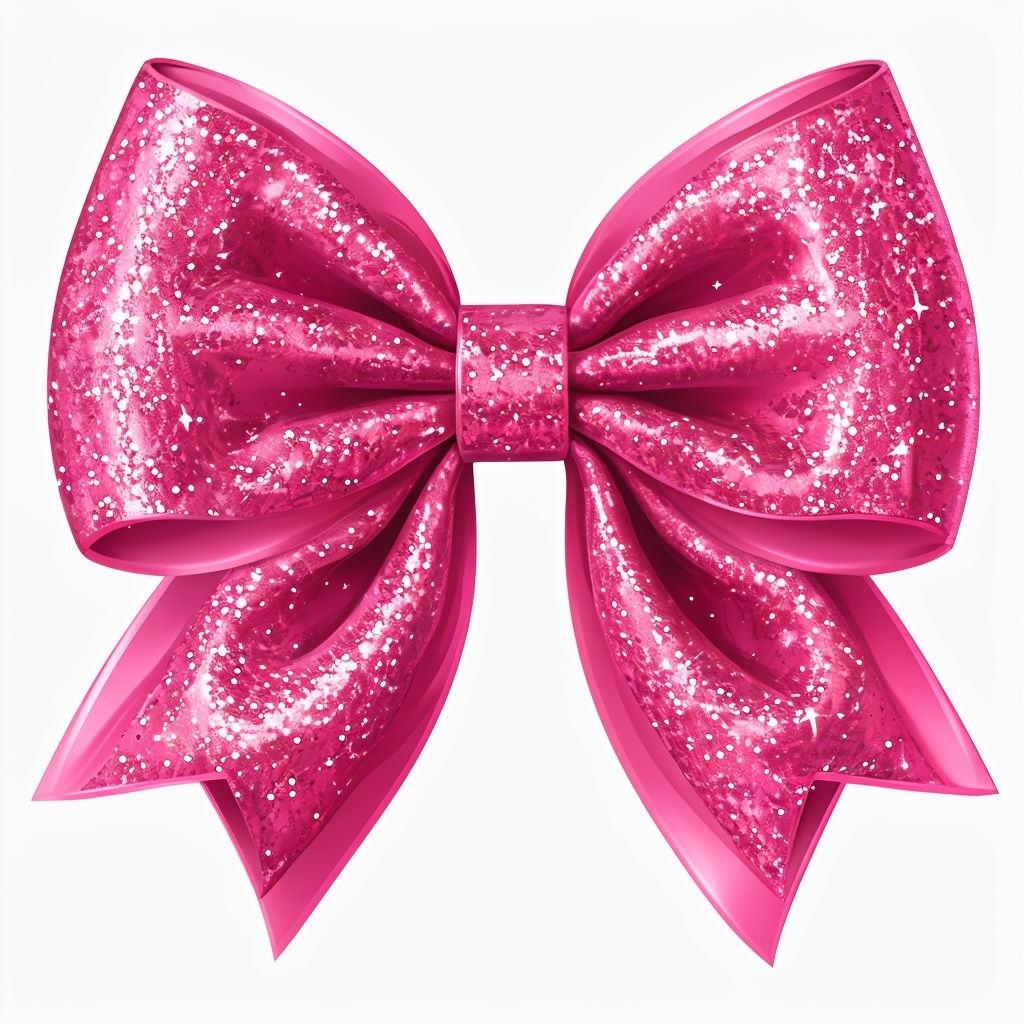 Glittery Pink Coquette Bow Digital Illustration