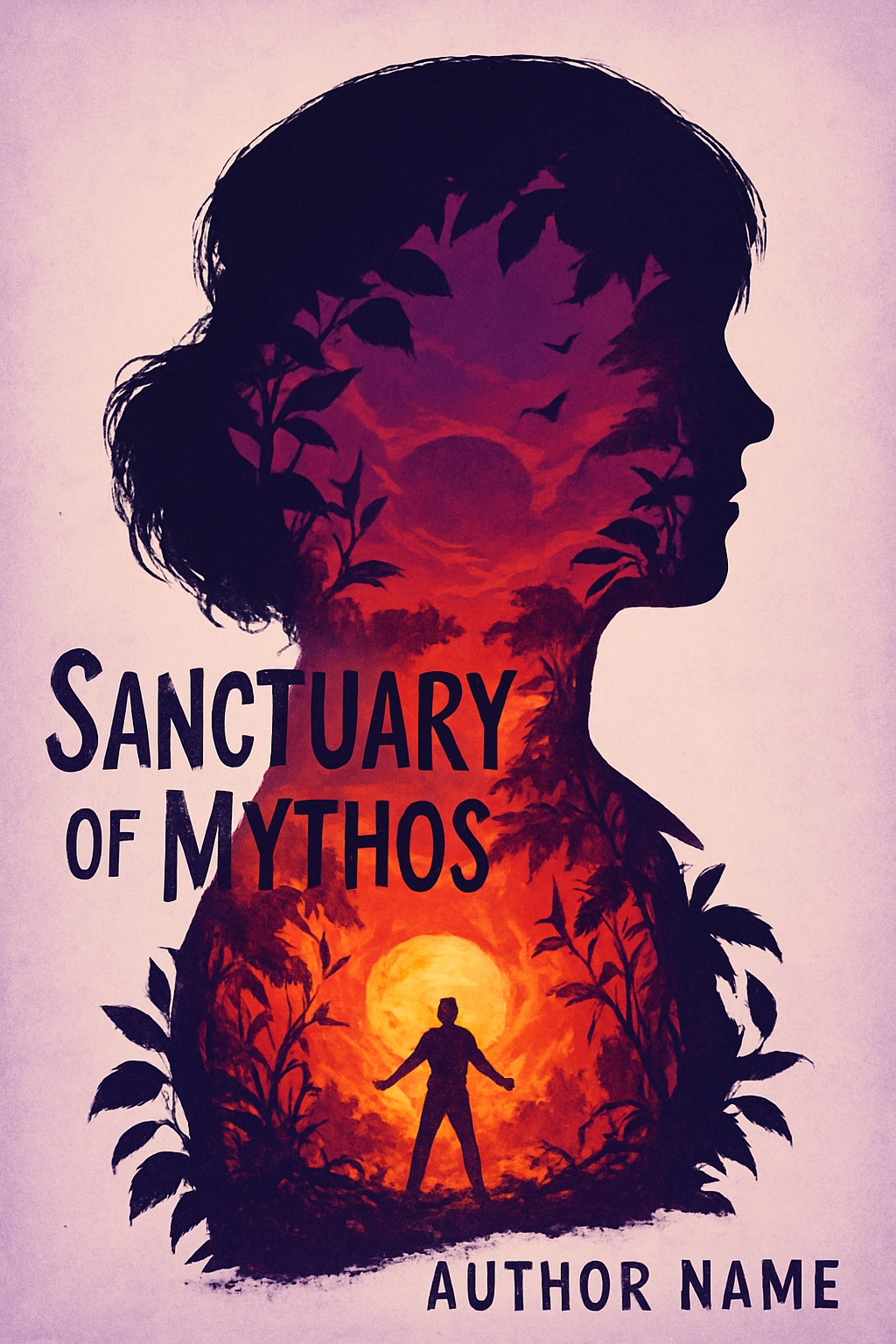 "Sanctuary of Mythos Nature-Inspired Silhouette EBook Cover"