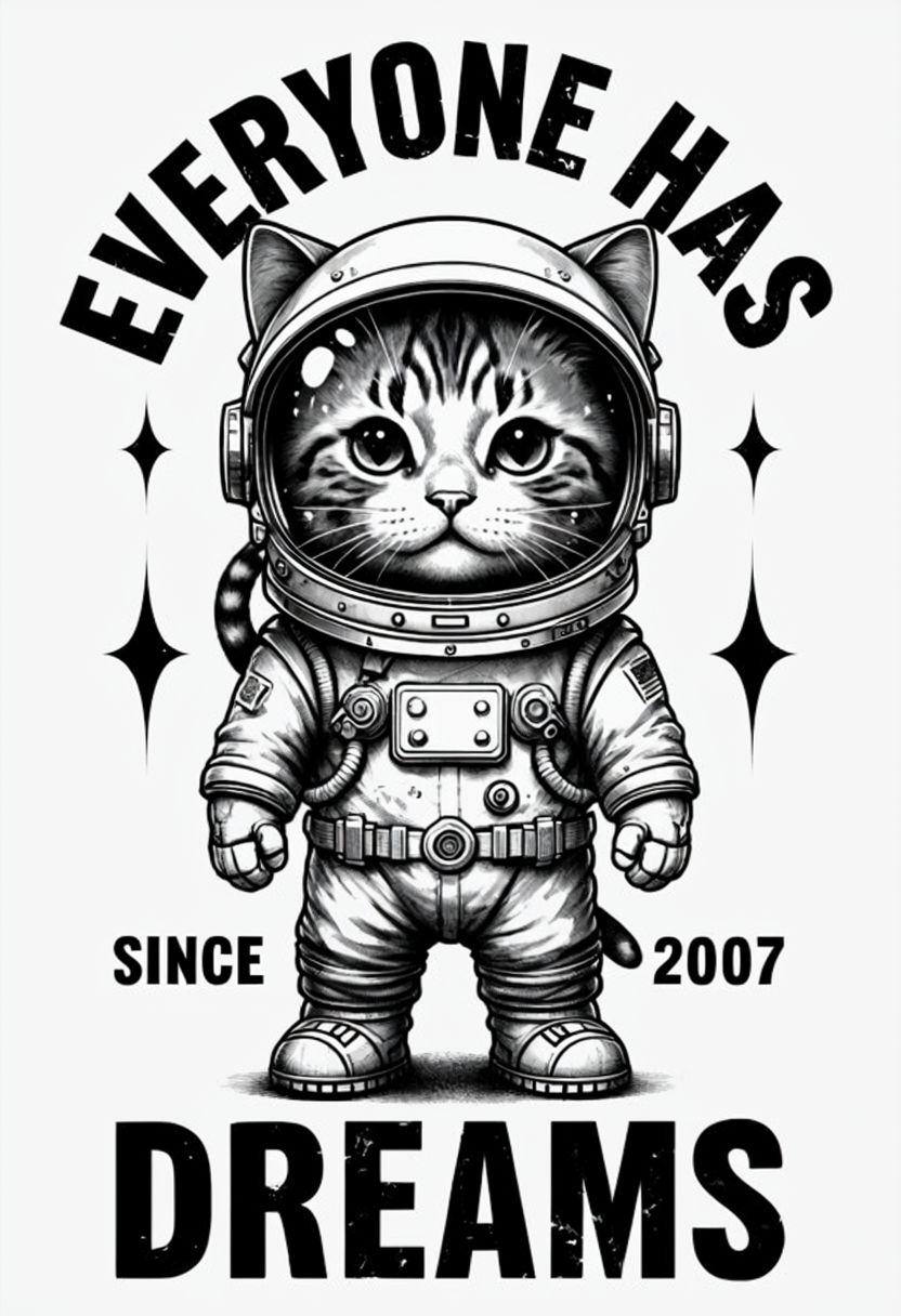 Adorable Cat Astronaut with Inspirational Text T-Shirt