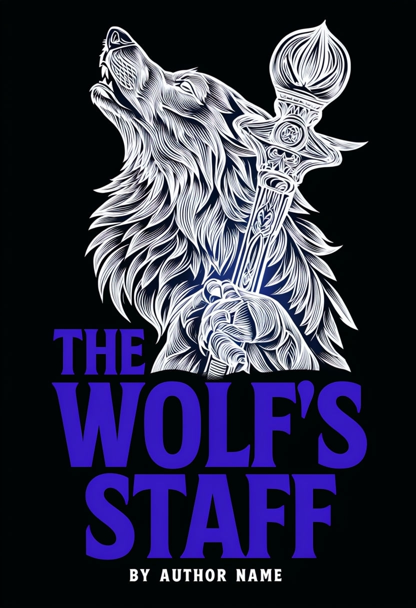 Mystical Wolf Howling with Staff EBook Cover