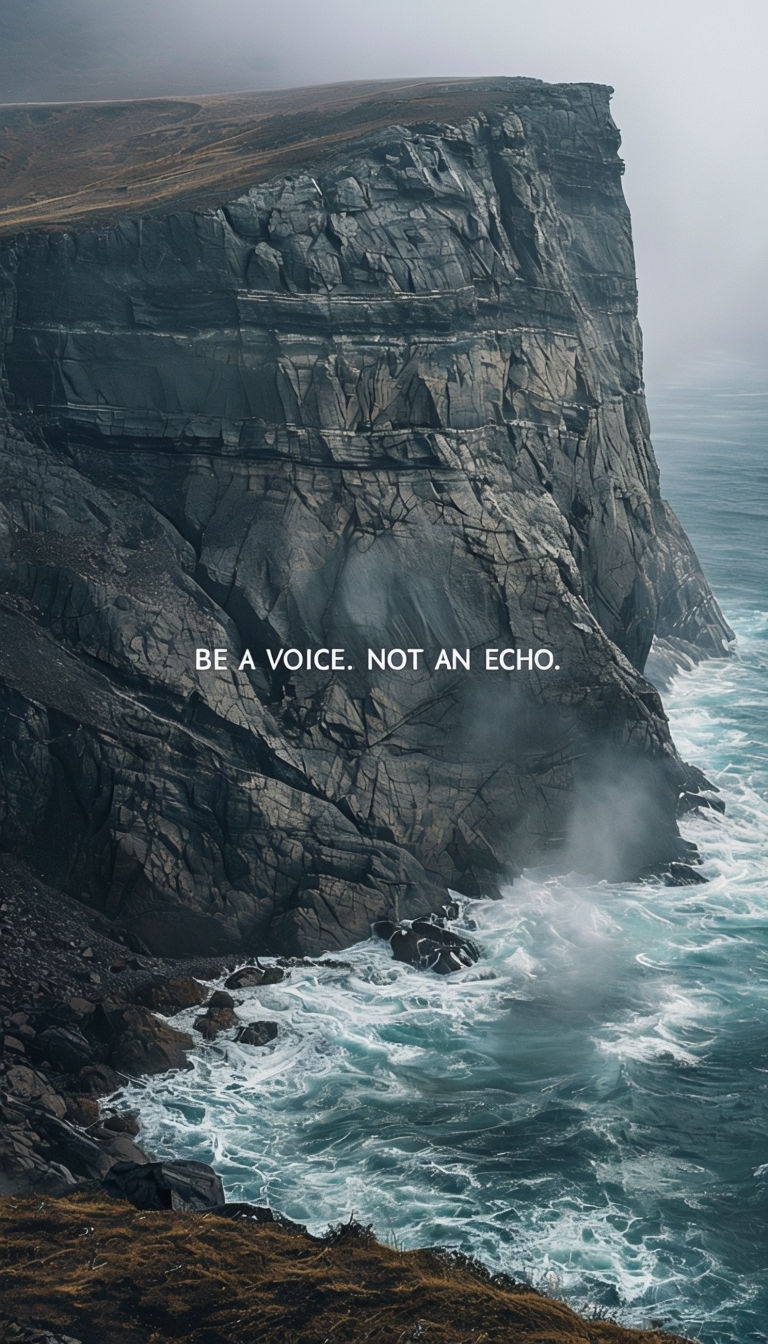 Majestic Cliff Landscape with Inspirational Quote Mobile Wallpaper