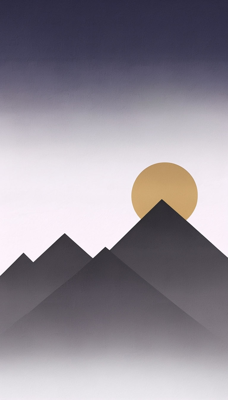 Minimalist Japandi Mountain Range at Dawn Mobile Wallpaper