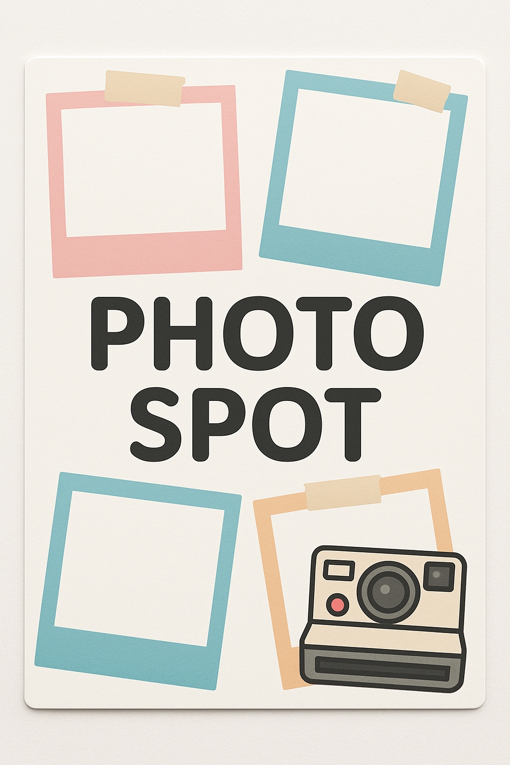 Playful Retro Photo Spot Graphic with Colorful Frames Event Sign