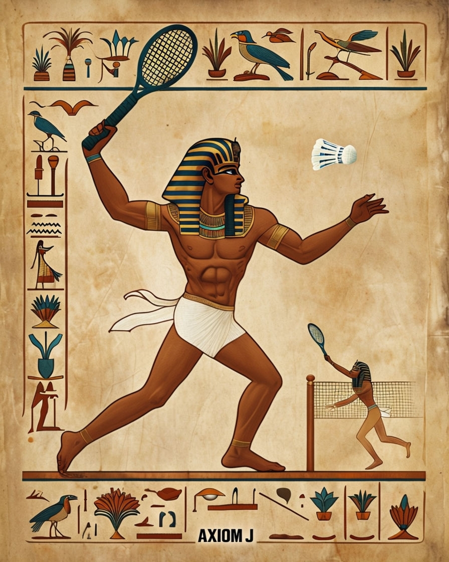 Ancient Egyptian Pharaoh Playing Tennis Decorative Art