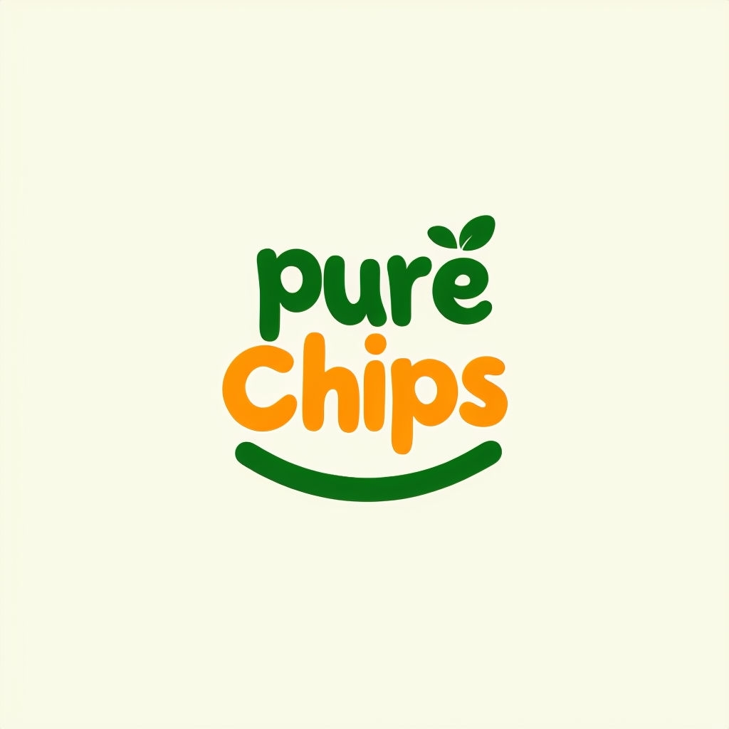 Minimalist Puré Chips Logo with Playful Colors and Design Logo