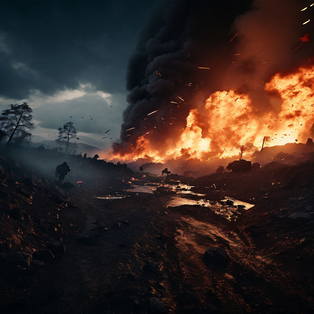 Create realistic 4k battle footage of the same magnitude to ... by Na ...