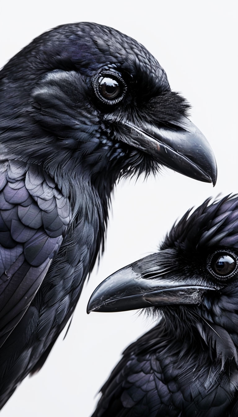 Close-Up Photograph of Rooks with Glossy Feathers Mobile Wallpaper