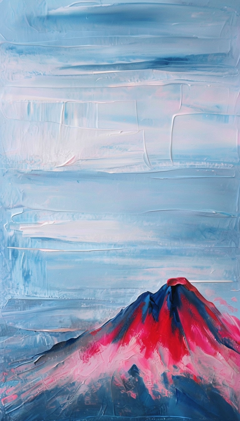 Vibrant Abstract Mountain Sunset Painting Mobile Wallpaper