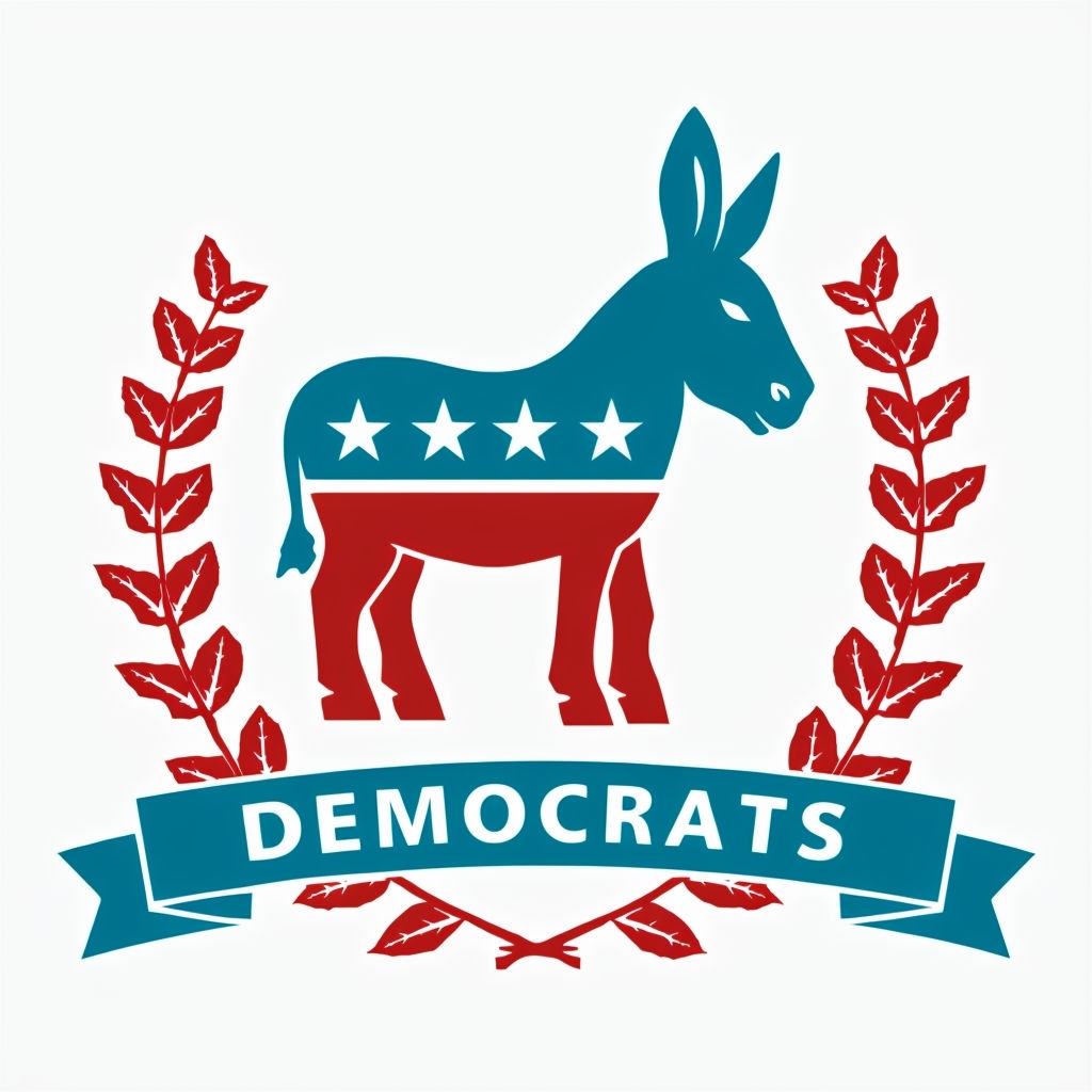 Stylized Donkey Emblem with Patriotic Colors T-Shirt