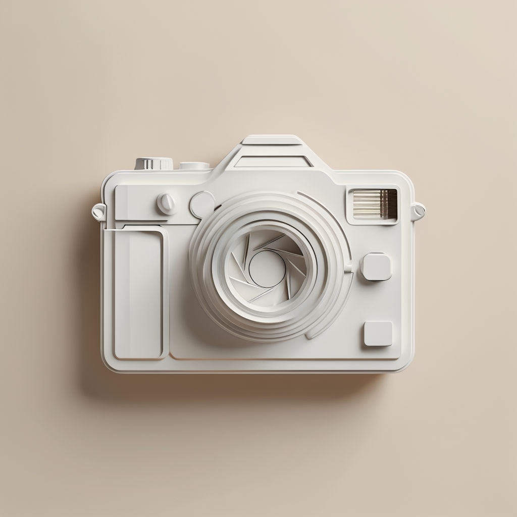 Minimalist White Camera Icon Photography for Art