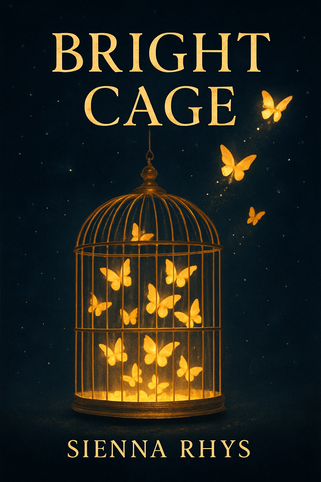 Mystical Bright Cage Book Cover with Glowing Butterflies Design EBook Cover