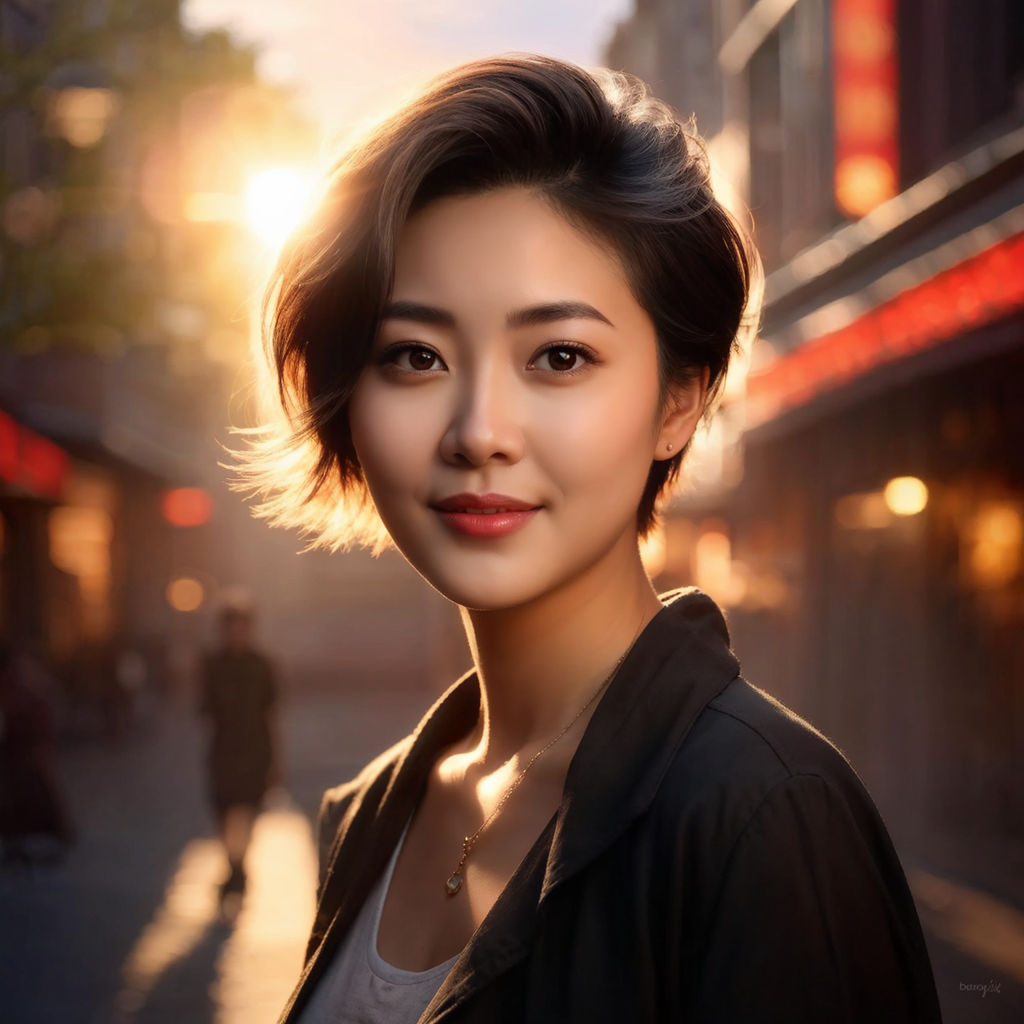 Asia girl with short hair