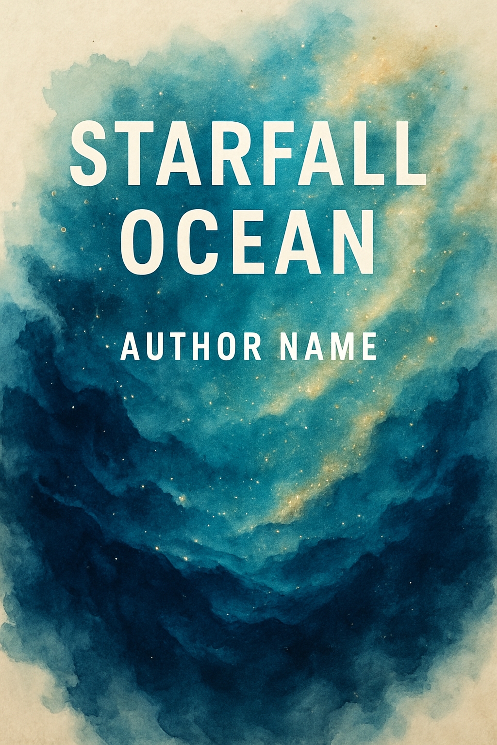 Cosmic Watercolor Starfall Ocean Modern EBook Cover