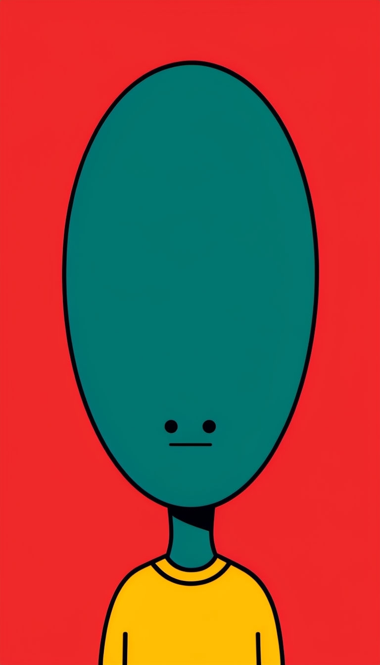 Minimalist Cartoon Character with Teal-Blue Head Sticker