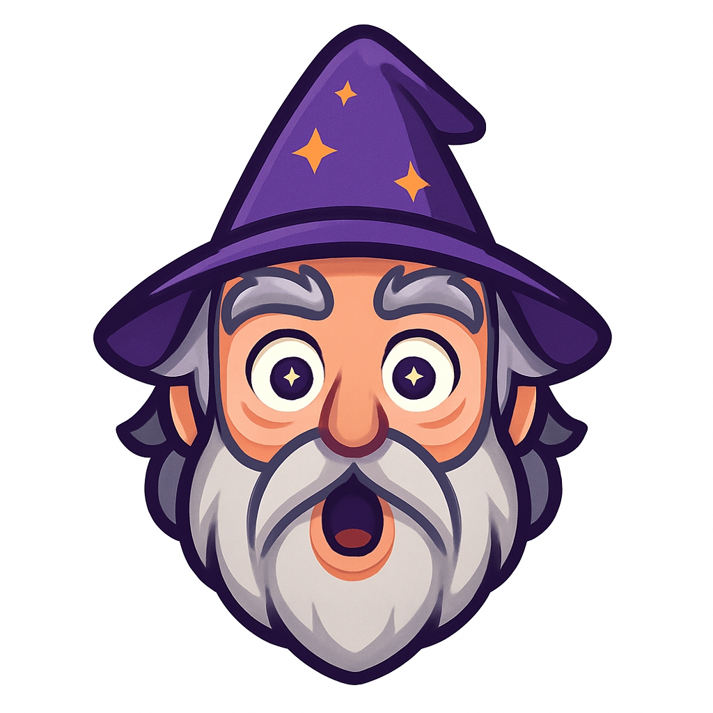 Surprised Elderly Wizard Face Cartoon Illustration Sticker