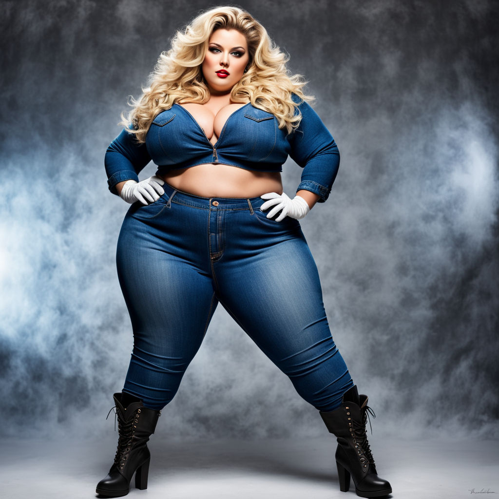 Fat woman wearing jeans