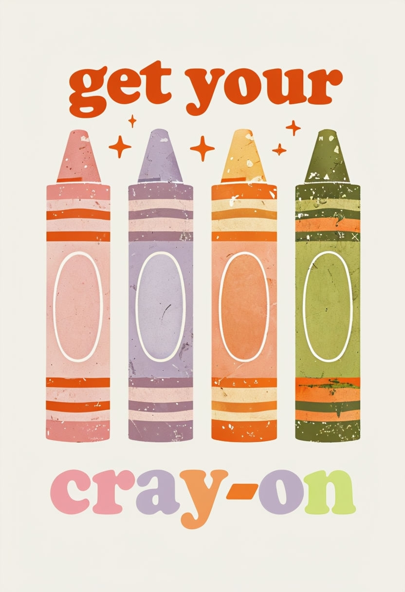 Vintage Crayons Get Your Cray-On Playful Graphic T-shirt