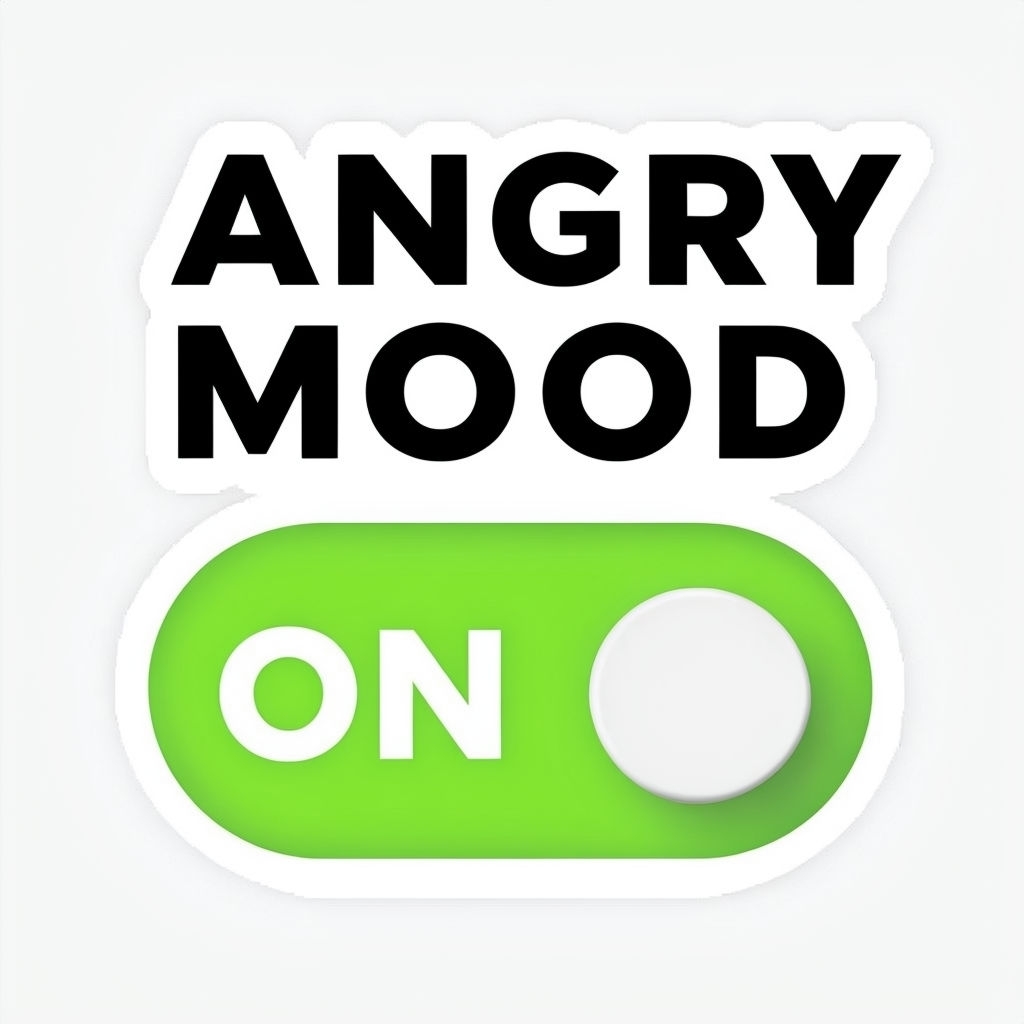 Humorous Minimalist Angry Mood Toggle Switch Sticker