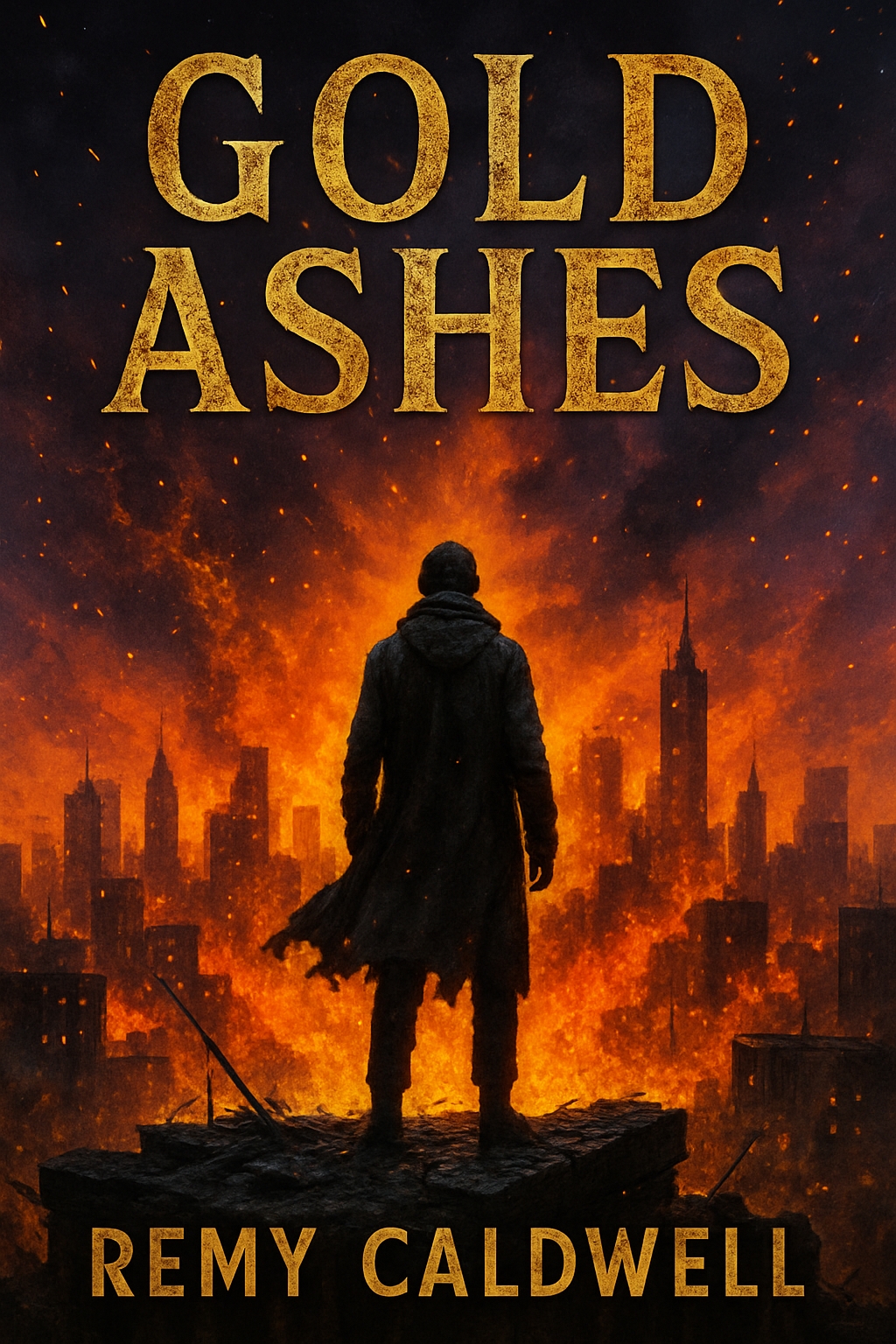 Dramatic Gold Ashes Book Cover Art for Coloring Book Pages