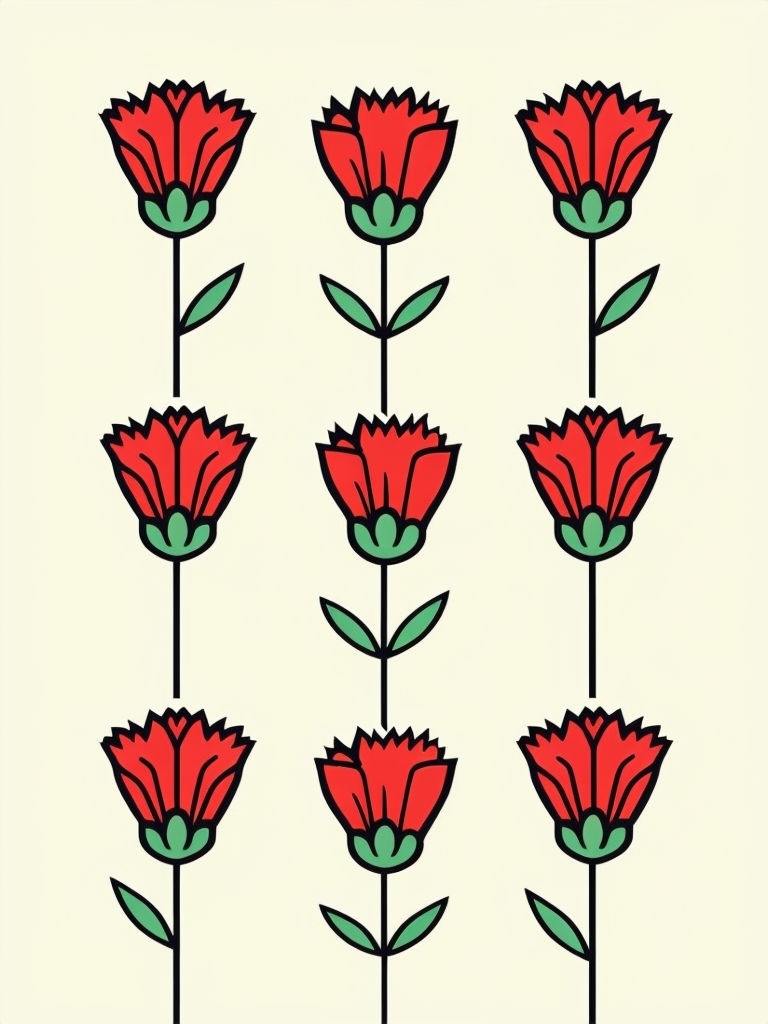 Minimalist Red Flower Grid Illustration Phone Case Cover