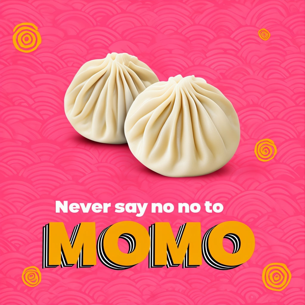 Vibrant Dumplings Momo Promotional Advertisement Design Ads