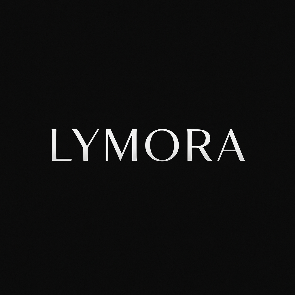 Elegant Modern Lymora Logo on Black Background