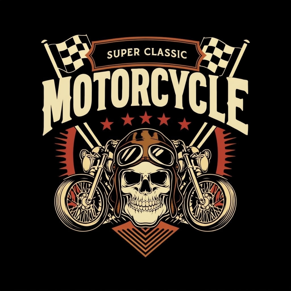 Vintage Skull Motorcycle Emblem T-Shirt