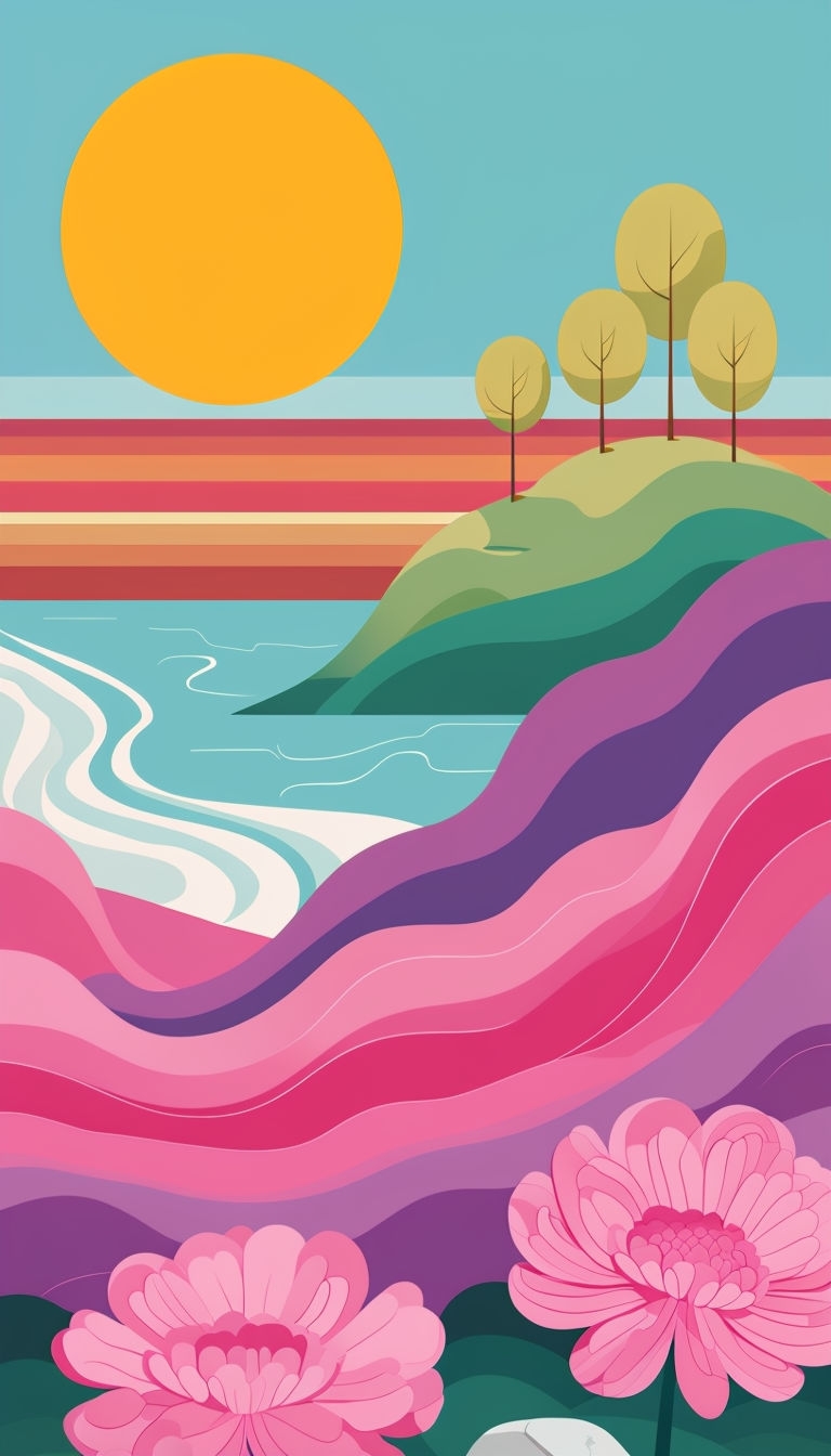 Vibrant Whimsical Abstract Landscape Phone Case Design