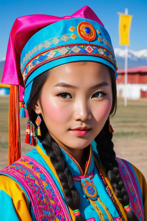 Portrait of the face of a girl of Buryat nationality by Михаил Юрьевич ...