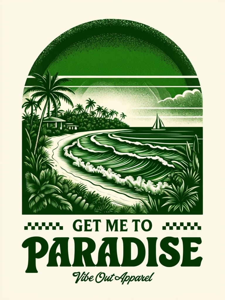 Vintage Tropical Beach Scene GET ME TO PARADISE T-Shirt