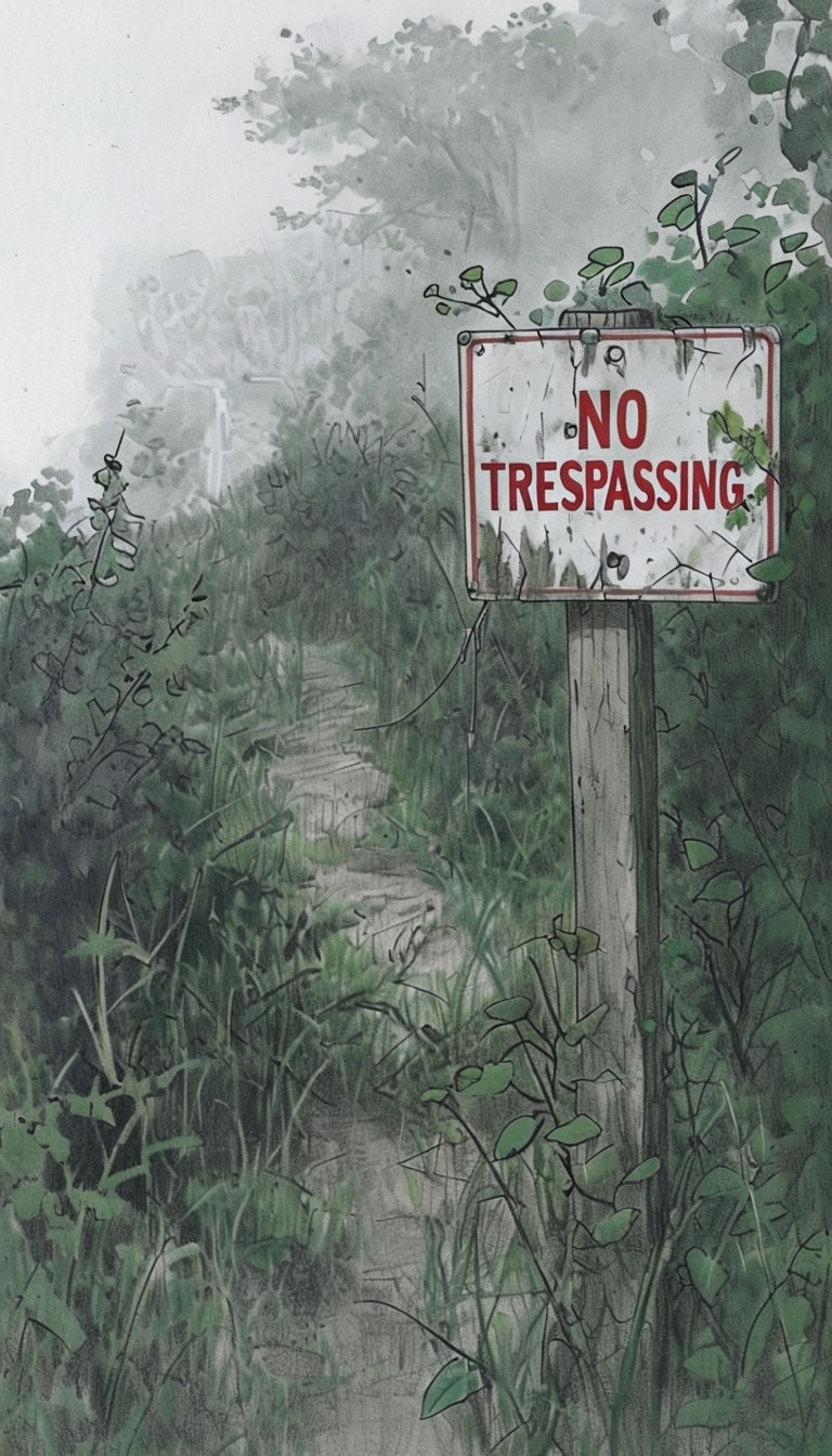 Overgrown 'No Trespassing' Sign Anime Art Illustration Phone Case Cover