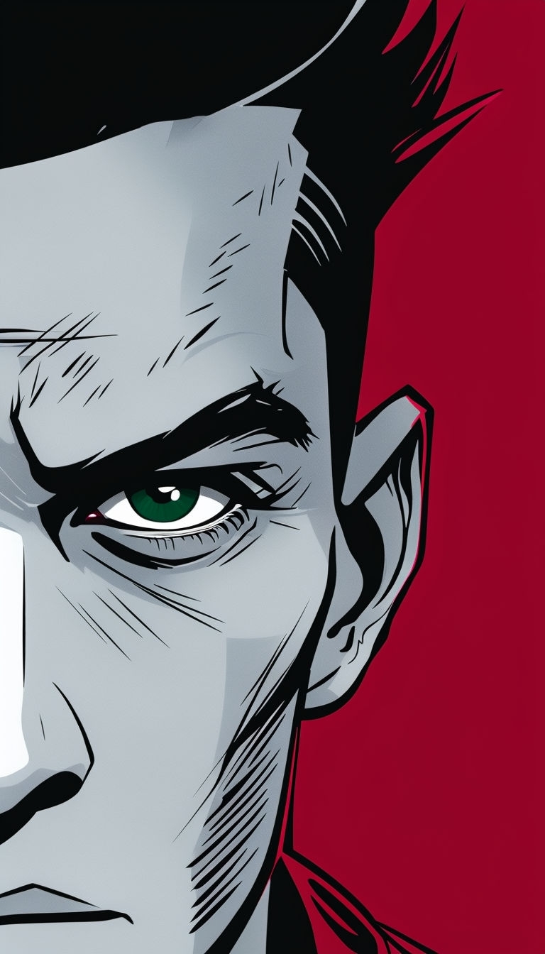 Intense Eye Expression Comic Book Panel Graphic Art