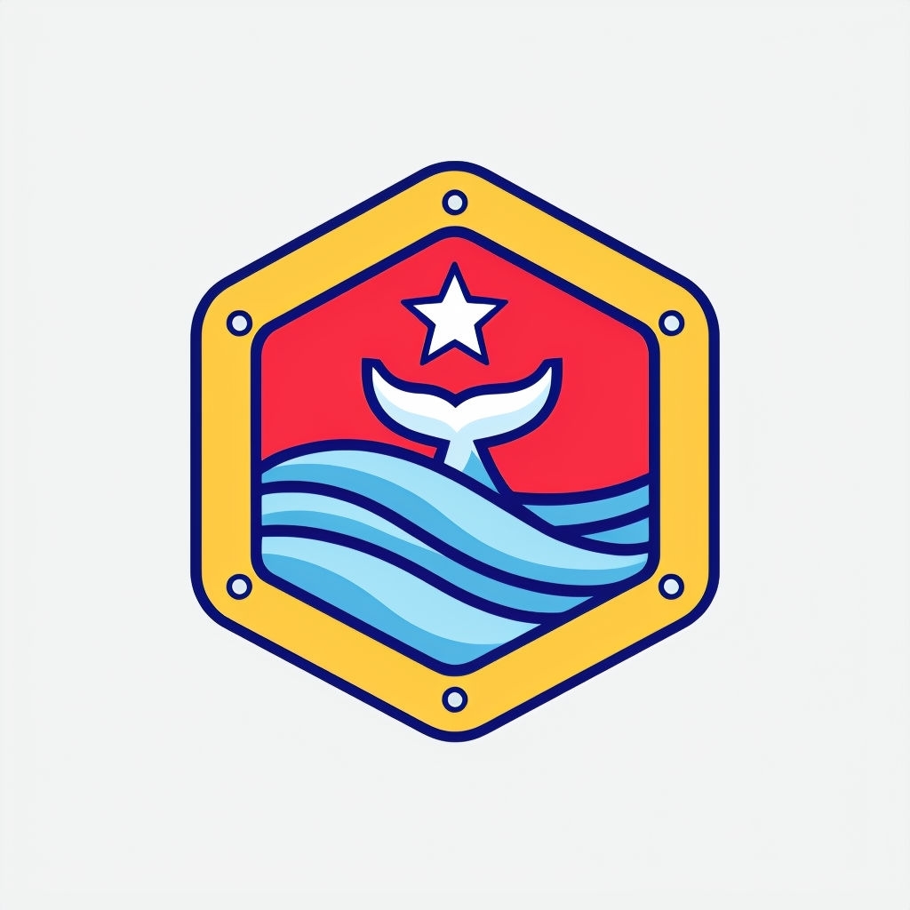 Vibrant Maritime Whale Tail Logo Design for Hats