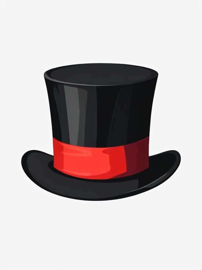 Elegant Black Top Hat with Red Band Minimalist Sticker
