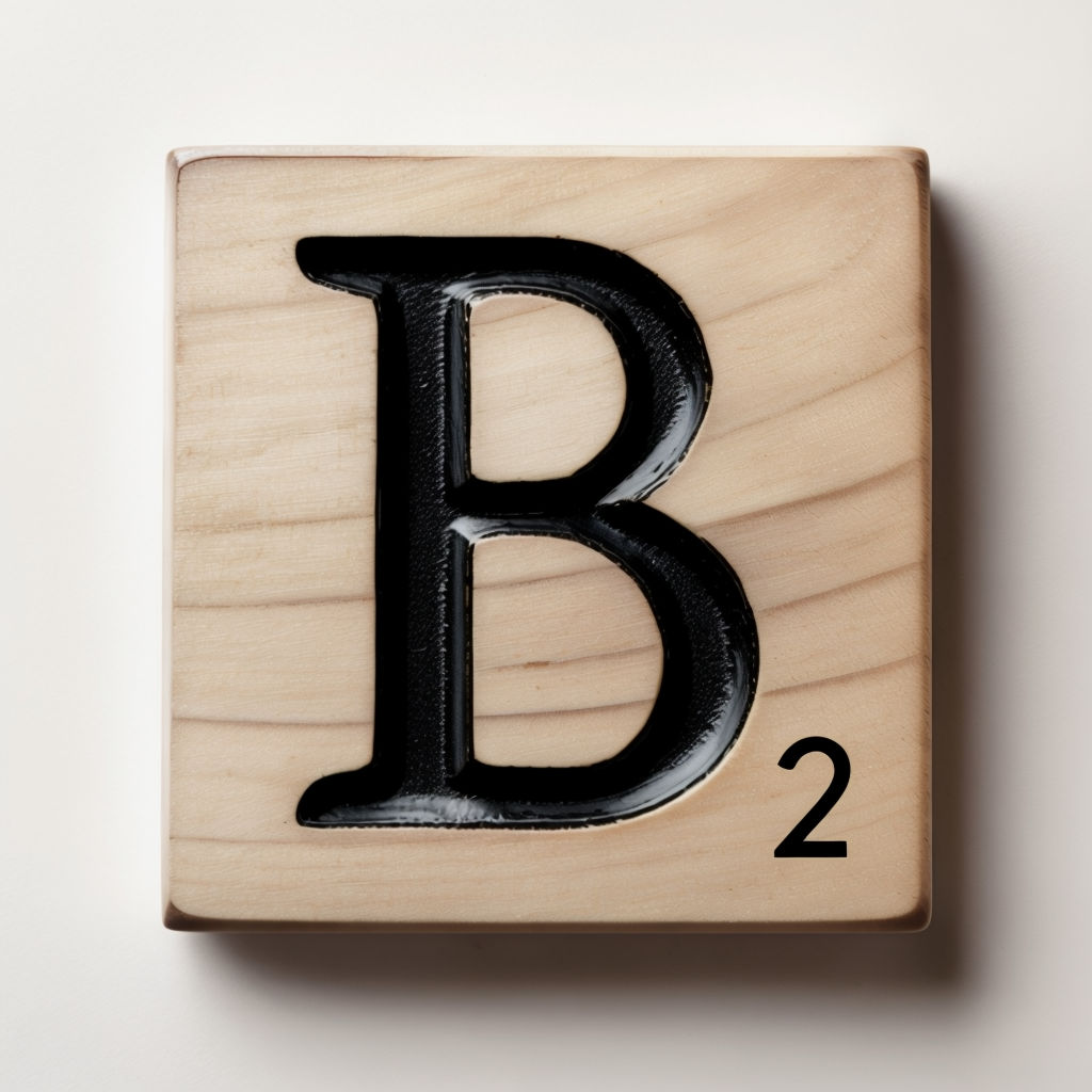 Stylish Black 'B' and '2' Monogram Wooden Scrabble Tile Art