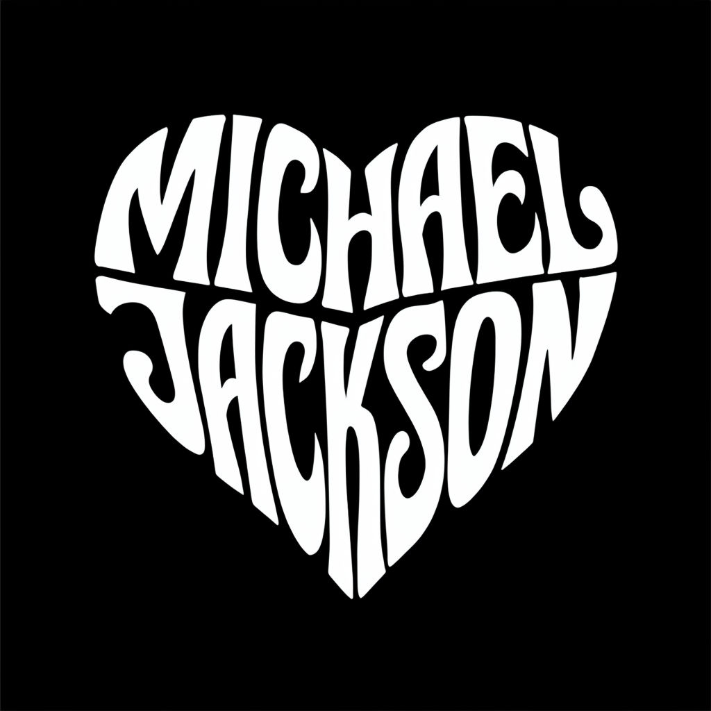 Michael Jackson Heart-Shaped Text Graphic for Hats