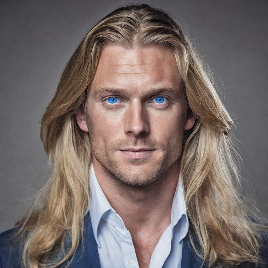 very detailed long hair and amazing blue eyes