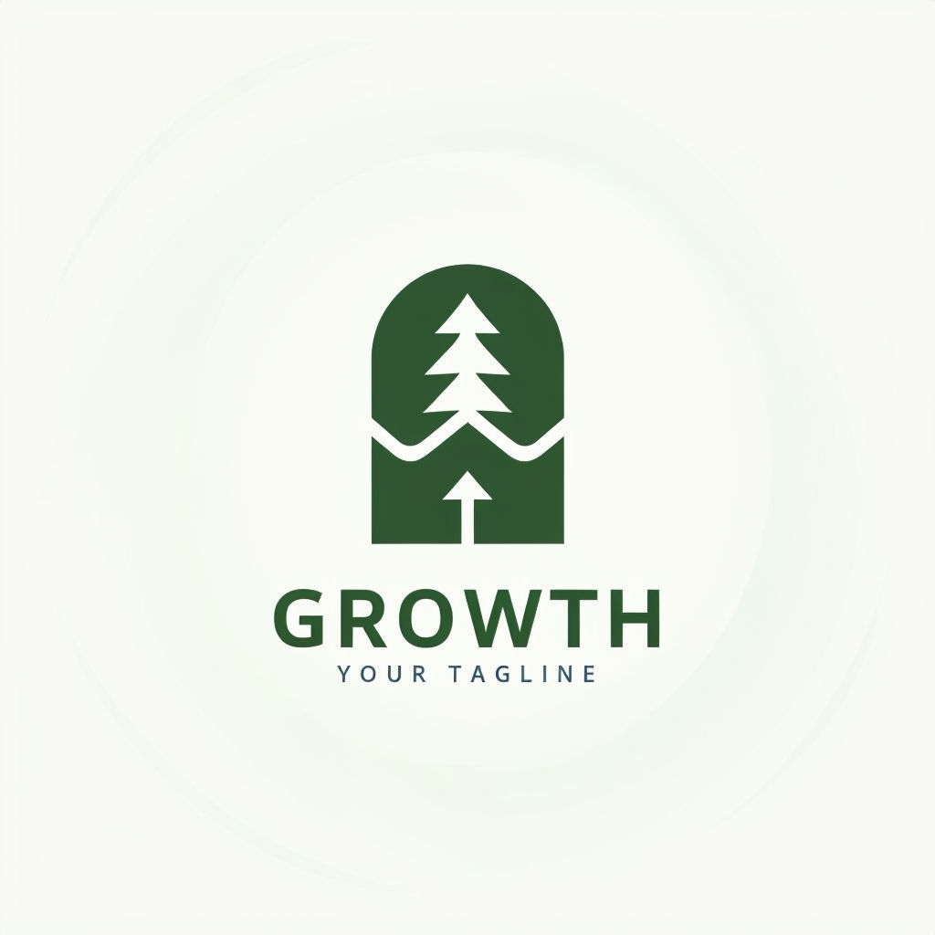 Minimalist Forest Green Tree Growth Logo Design