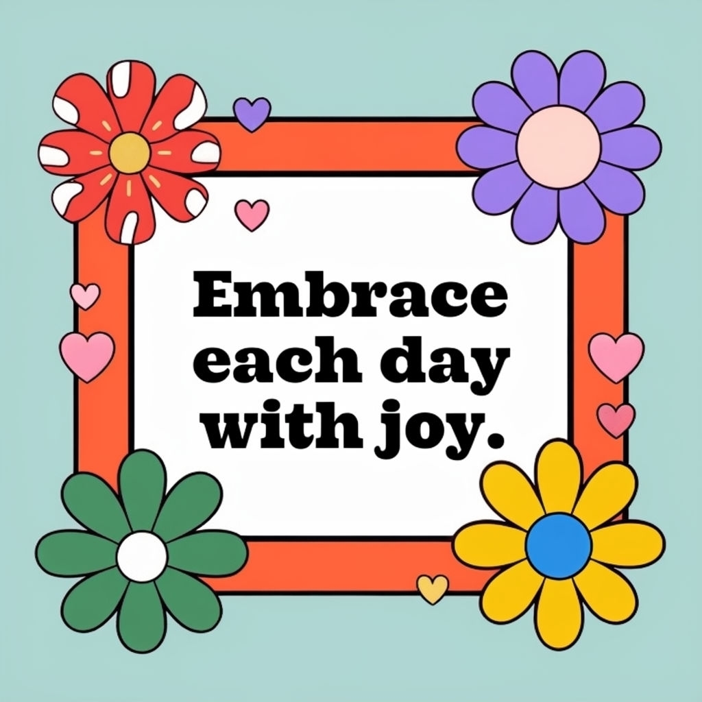 Playful Retro 'Embrace Each Day with Joy' Illustration Social Media Post