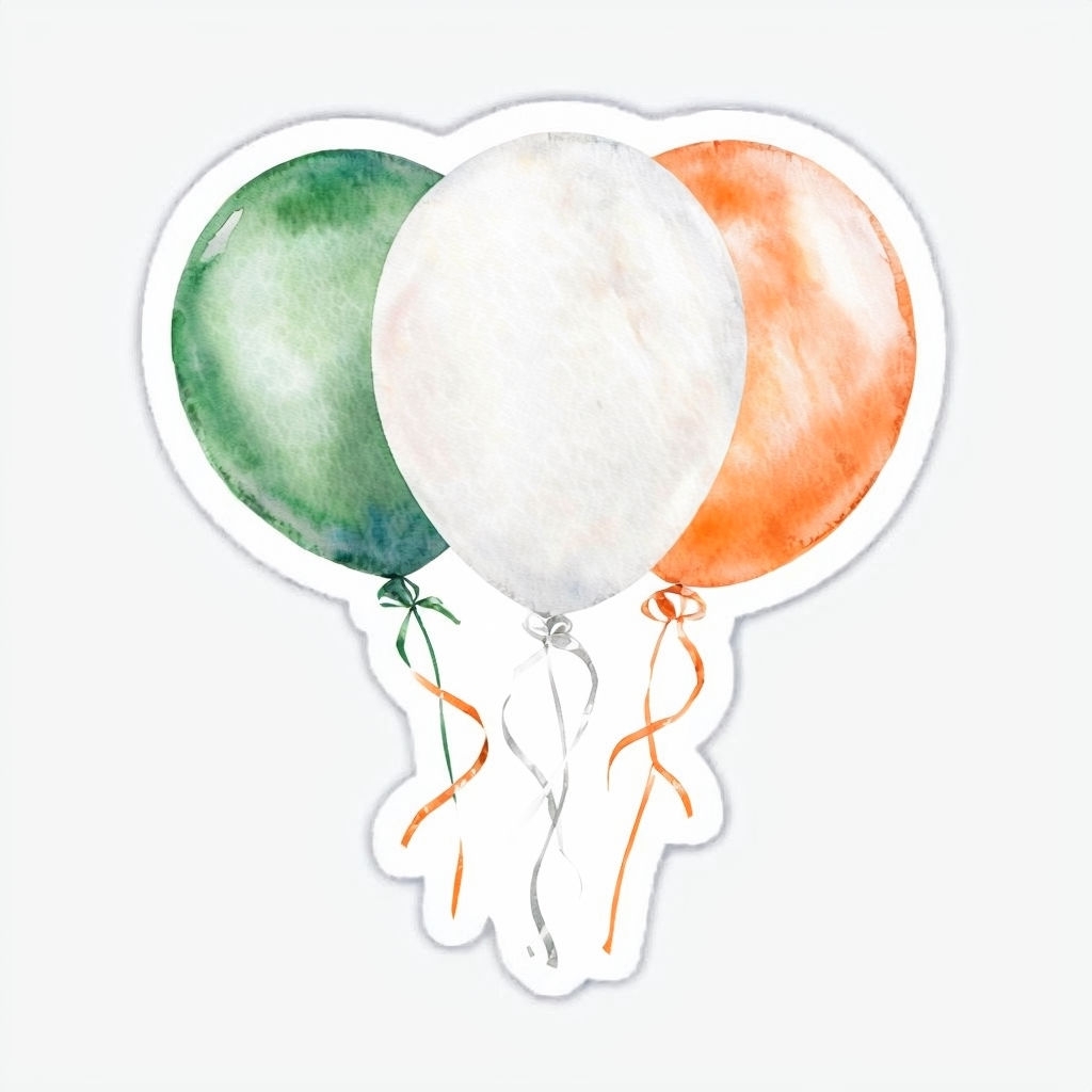 Watercolor Irish Flag Balloons Festive Sticker