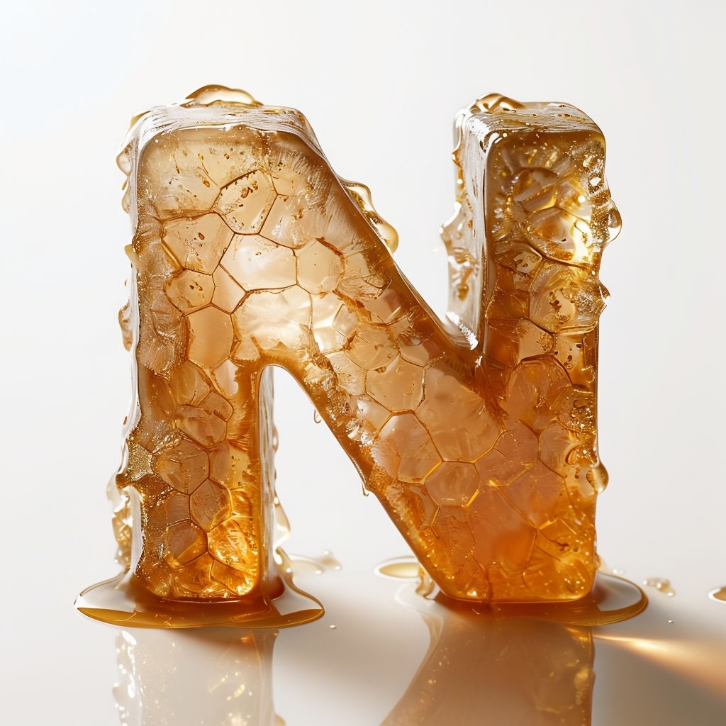 Golden Crystallized Honey Monogram Letter N Design Monogram